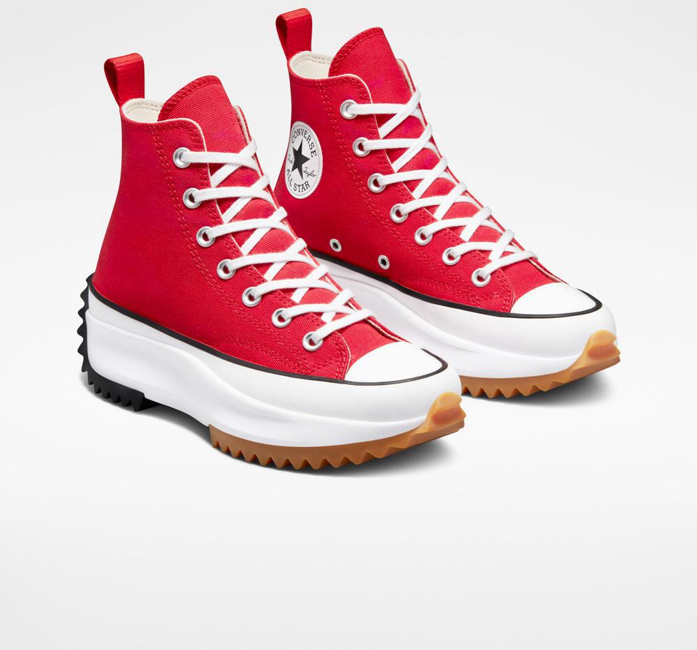 Dámské Boty Na Platformy Converse Run Star Hike Unisex High Top Červené Bílé Černé | 736504YLP