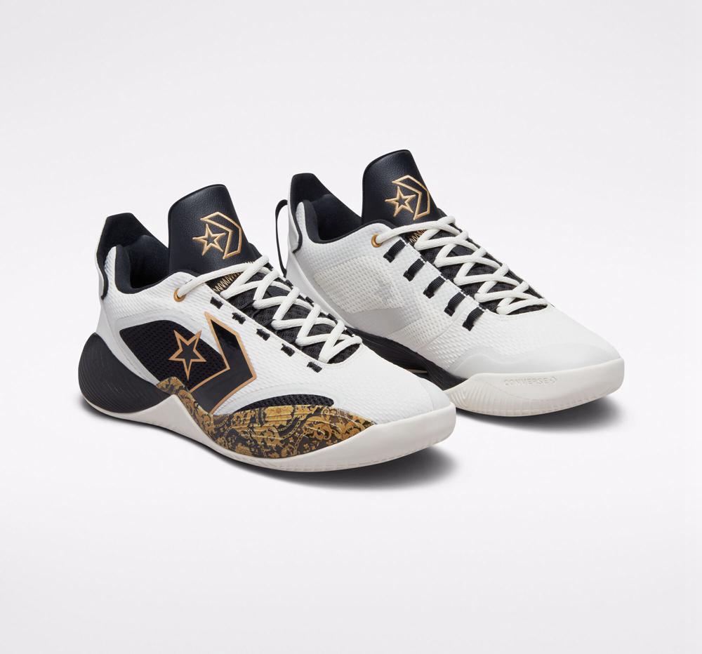 Dámské Nízké Converse All Star Bb Shift Gold Detail Basketball Bílé Zlaté Černé | 730541MSW