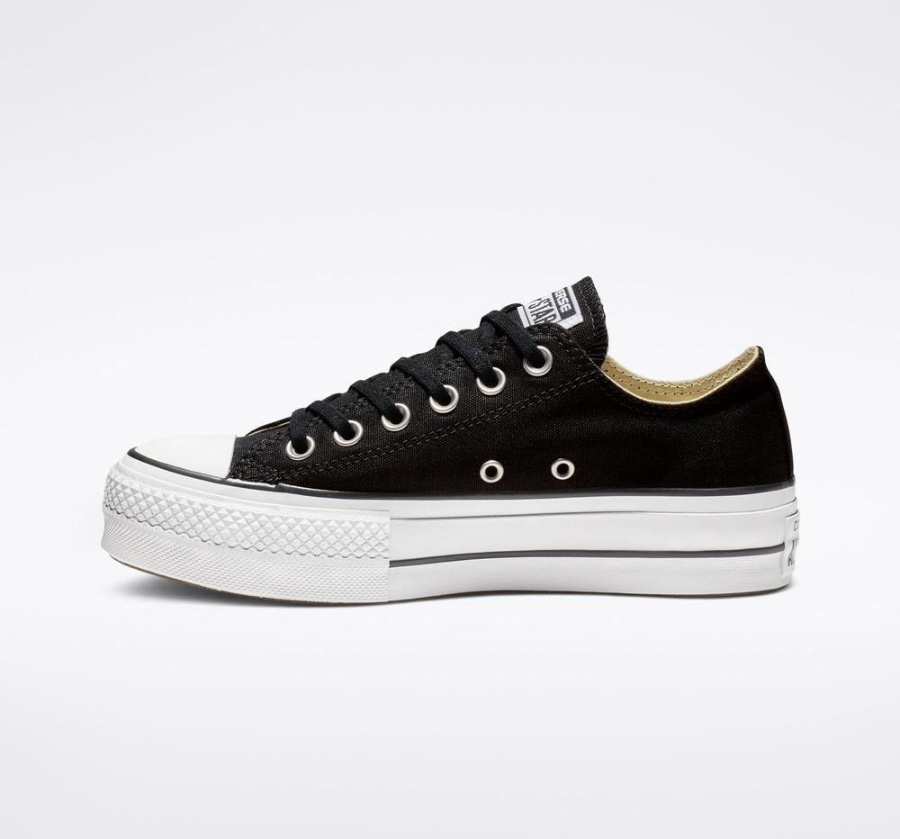 Dámské Nízké Converse Chuck Taylor All Star Lift Platformy Platene Černé Bílé Bílé | 394017YBJ