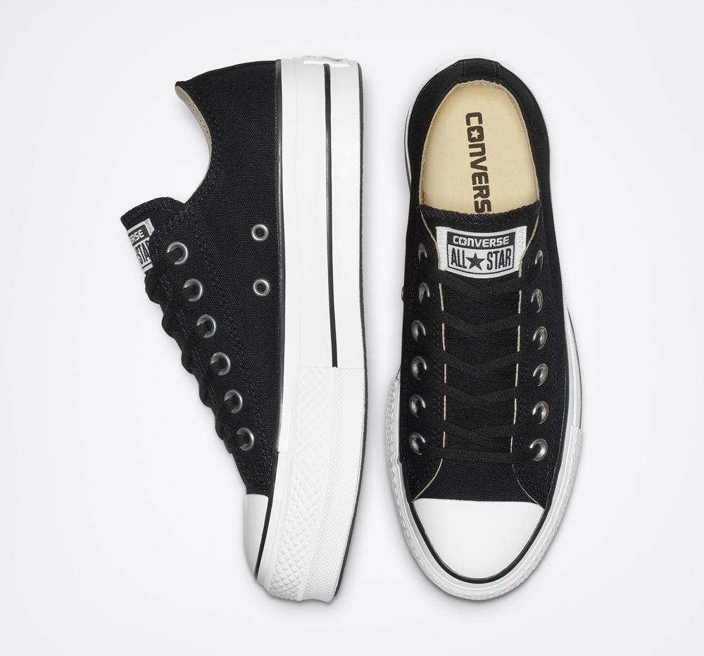 Dámské Nízké Converse Chuck Taylor All Star Lift Platformy Platene Černé Bílé Bílé | 394017YBJ