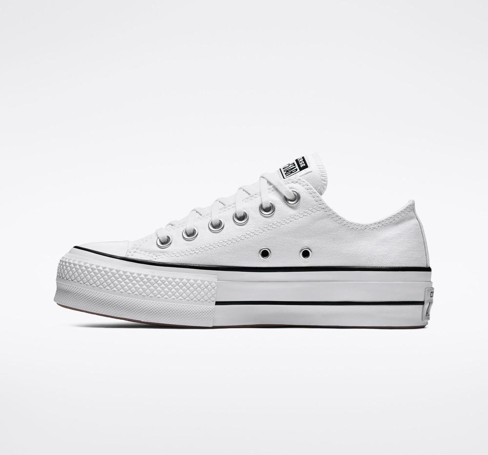 Dámské Nízké Converse Chuck Taylor All Star Lift Platformy Platene Bílé Černé Bílé | 672519LWN