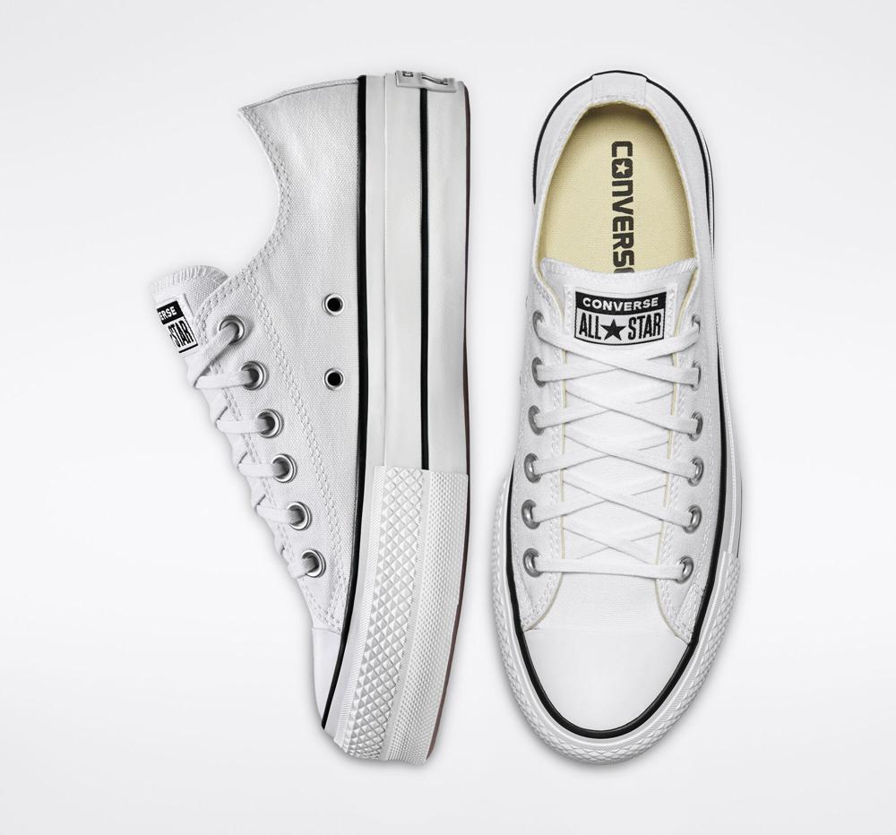 Dámské Nízké Converse Chuck Taylor All Star Lift Platformy Platene Bílé Černé Bílé | 672519LWN