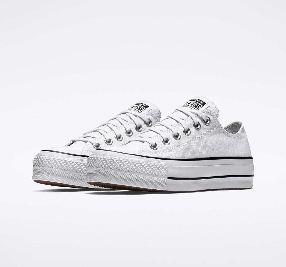 Dámské Nízké Converse Chuck Taylor All Star Lift Platformy Platene Bílé Černé Bílé | 672519LWN