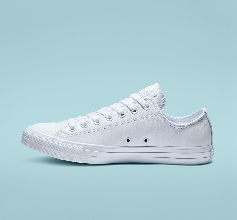 Dámské Nízké Converse Chuck Taylor All Star Læder Unisex Bílé | 854796ZAC