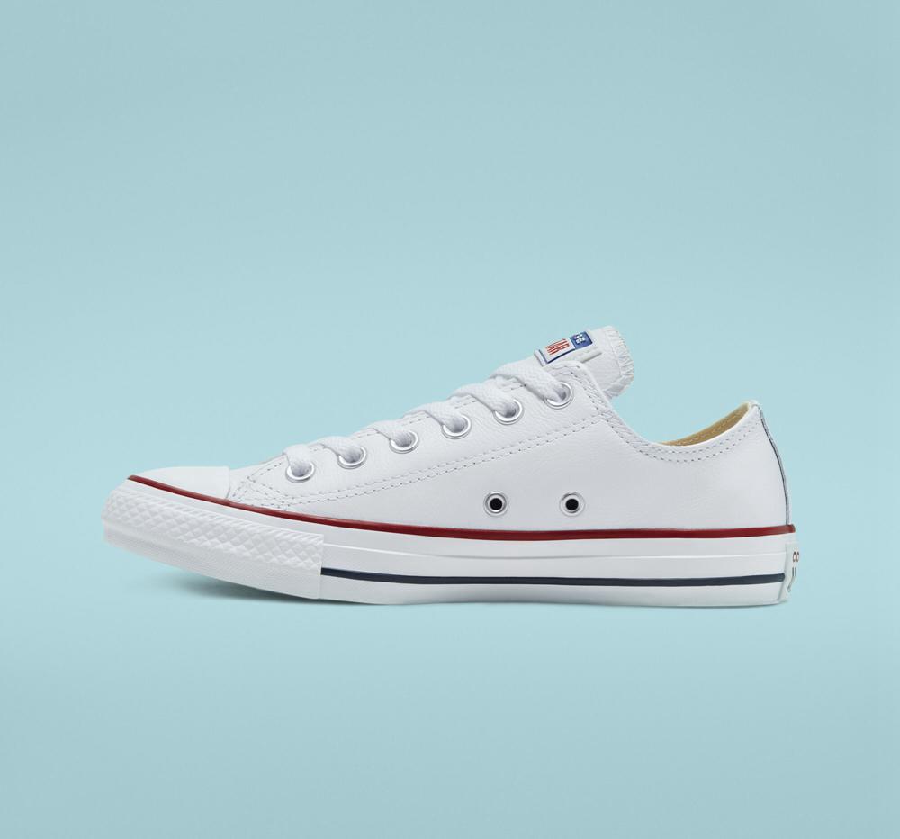 Dámské Nízké Converse Chuck Taylor All Star Læder Unisex Bílé | 874126OAR