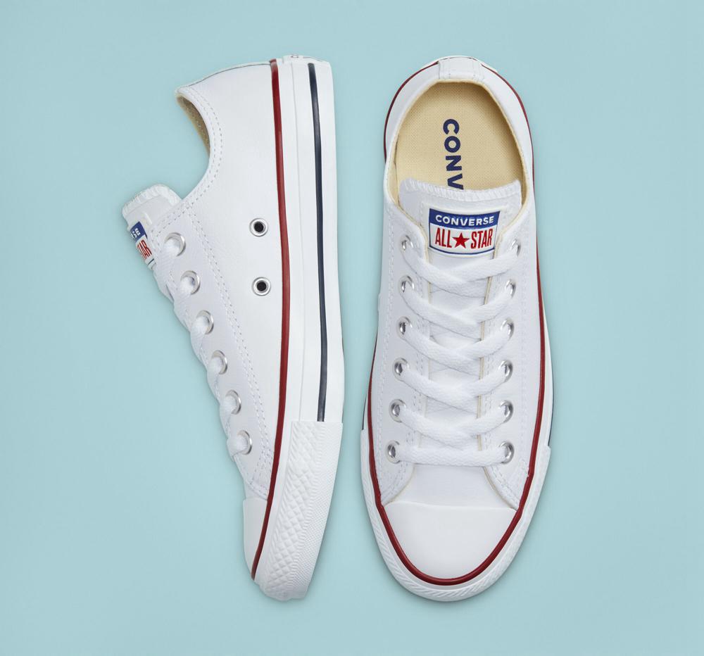 Dámské Nízké Converse Chuck Taylor All Star Læder Unisex Bílé | 874126OAR