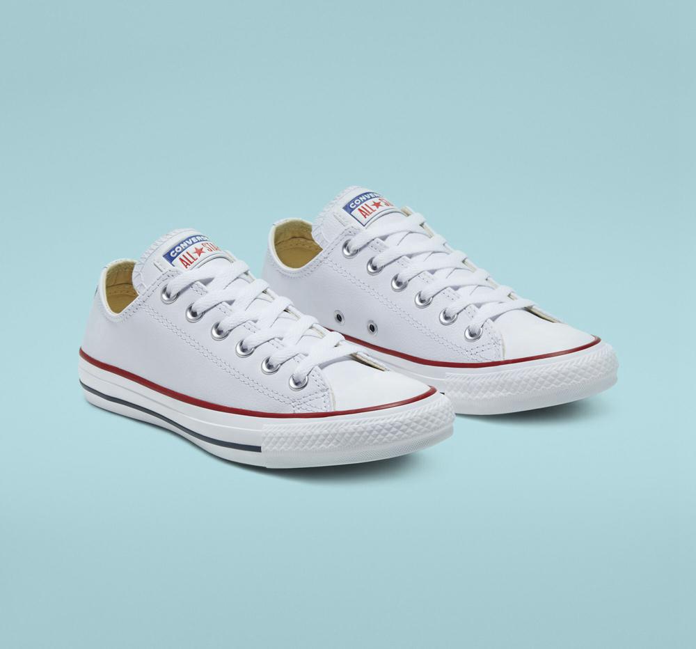 Dámské Nízké Converse Chuck Taylor All Star Læder Unisex Bílé | 874126OAR