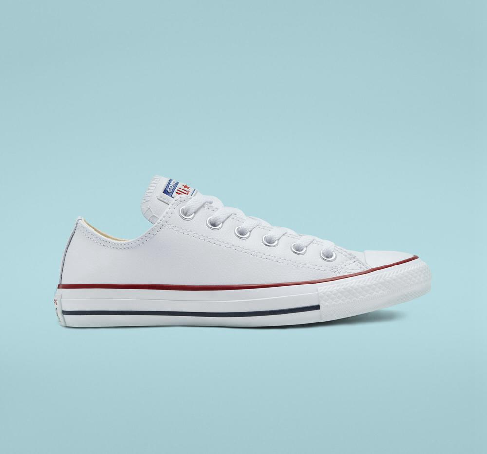 Dámské Nízké Converse Chuck Taylor All Star Læder Unisex Bílé | 874126OAR