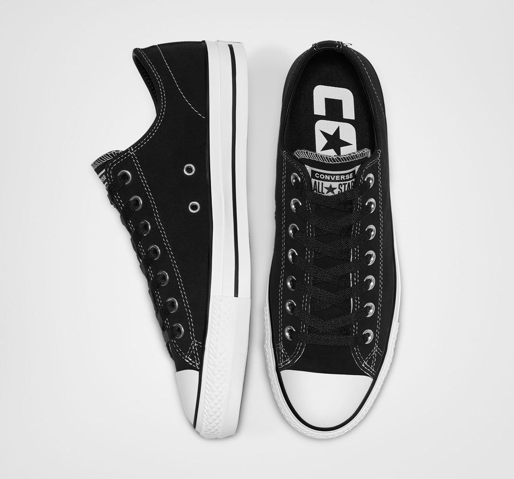 Dámské Nízké Converse Cons Chuck Taylor All Star Pro Semišové Skate Černé Černé Bílé | 610489KVI