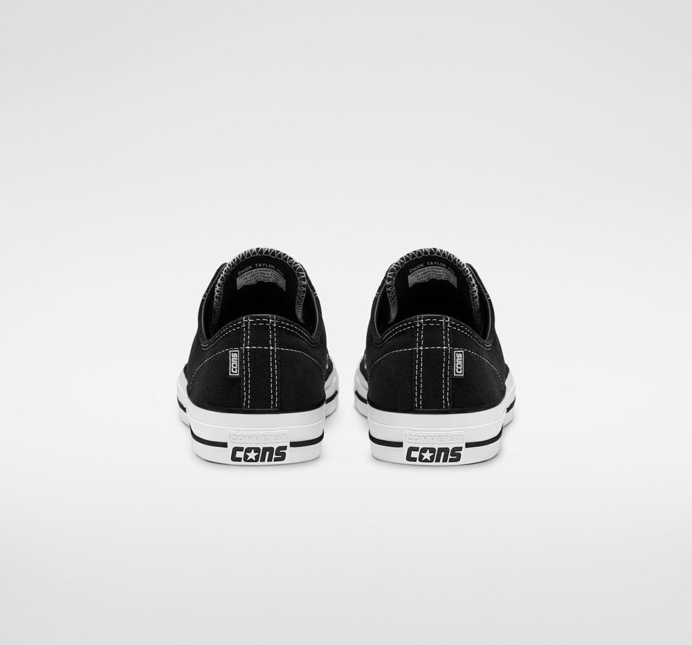 Dámské Nízké Converse Cons Chuck Taylor All Star Pro Semišové Skate Černé Černé Bílé | 610489KVI