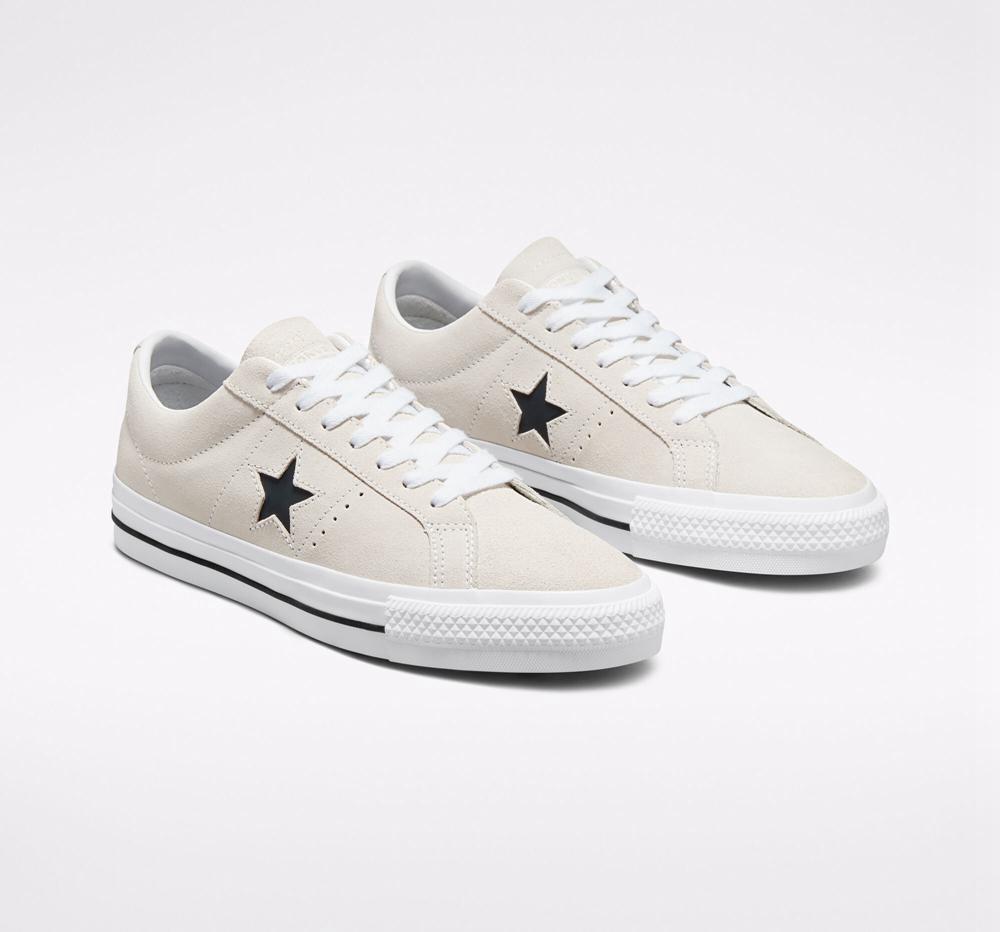 Dámské Nízké Converse Cons One Star Pro Semišové Skate Bílé Černé | 240187UTH