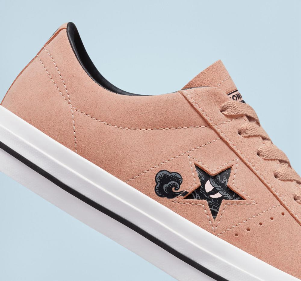 Dámské Nízké Converse Cons One Star Pro Tattoo Art Skate Růžové Bílé Černé | 602914MAI