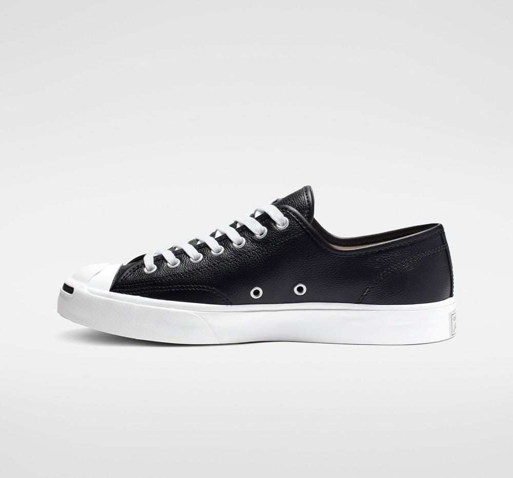 Dámské Nízké Converse Jack Purcell Læder Unisex Černé Bílé Bílé | 832916JCE