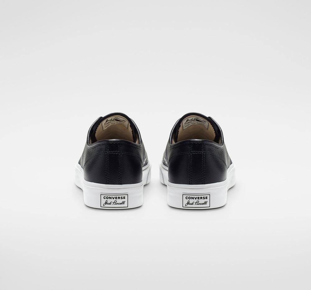 Dámské Nízké Converse Jack Purcell Læder Unisex Černé Bílé Bílé | 832916JCE