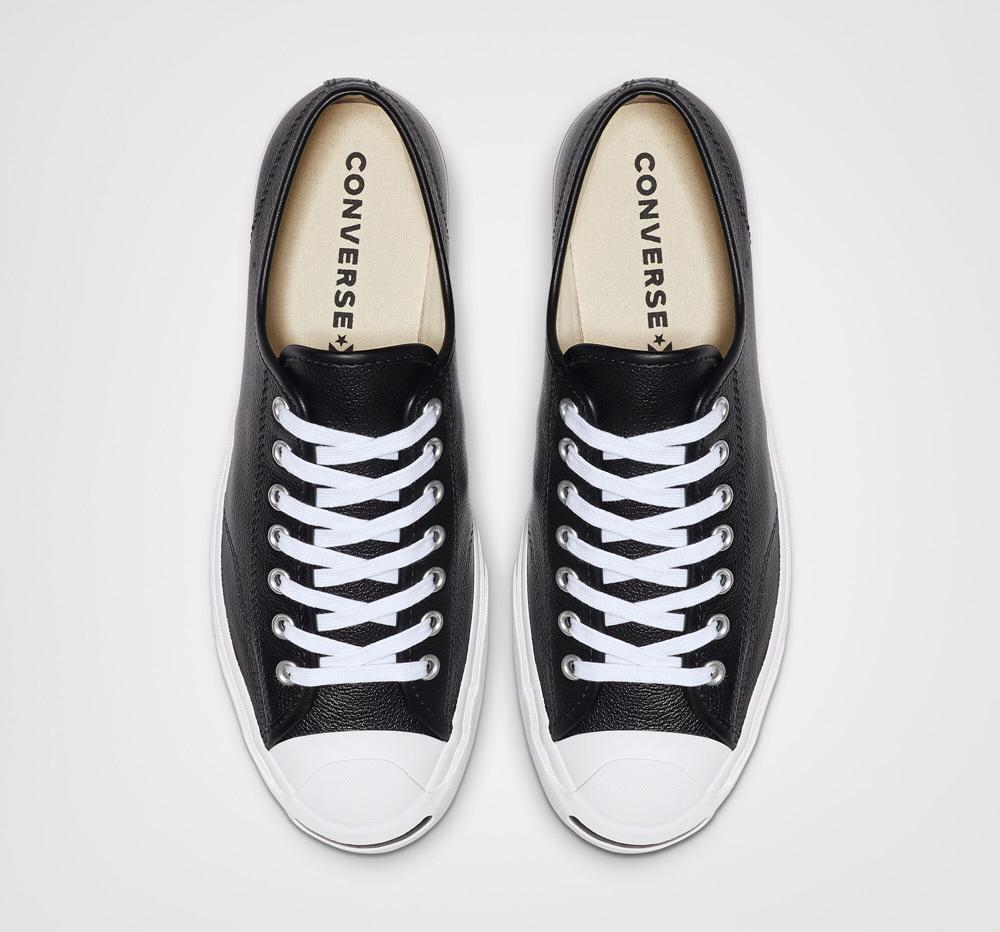 Dámské Nízké Converse Jack Purcell Læder Unisex Černé Bílé Bílé | 832916JCE