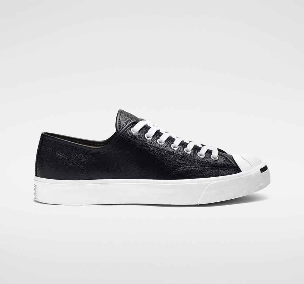 Dámské Nízké Converse Jack Purcell Læder Unisex Černé Bílé Bílé | 832916JCE