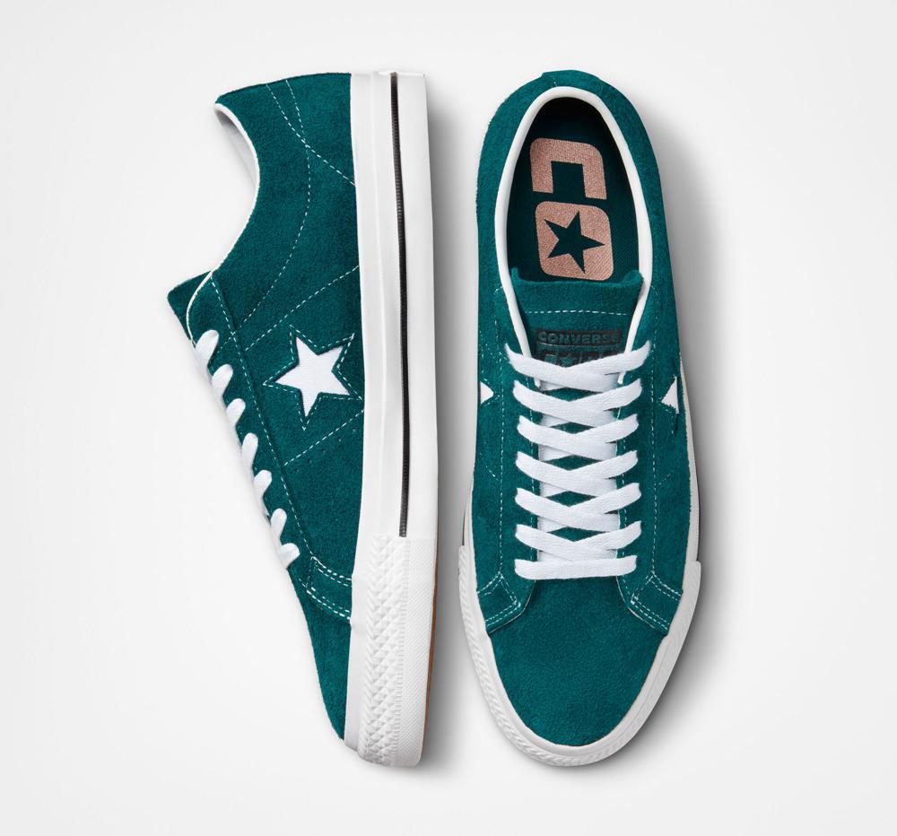 Dámské Nízké Converse One Star Pro Vintage Semišové Skate Zelene Tyrkysové Černé Bílé | 987630BDN