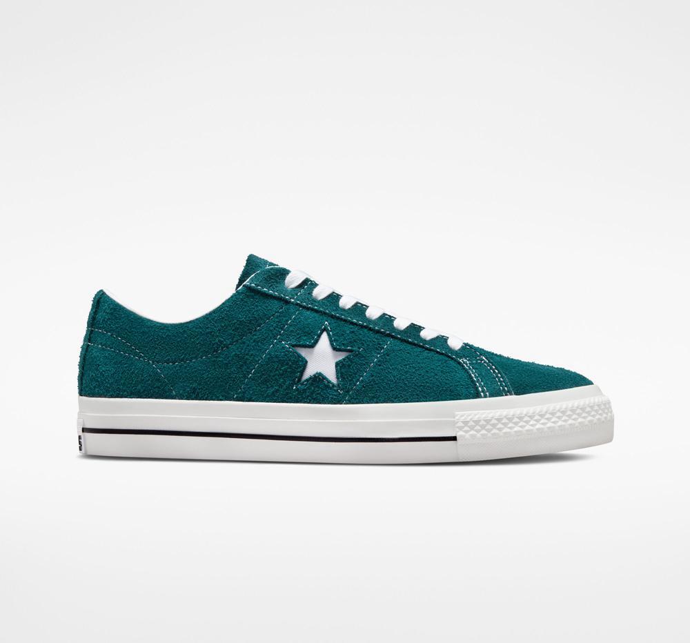 Dámské Nízké Converse One Star Pro Vintage Semišové Skate Zelene Tyrkysové Černé Bílé | 987630BDN