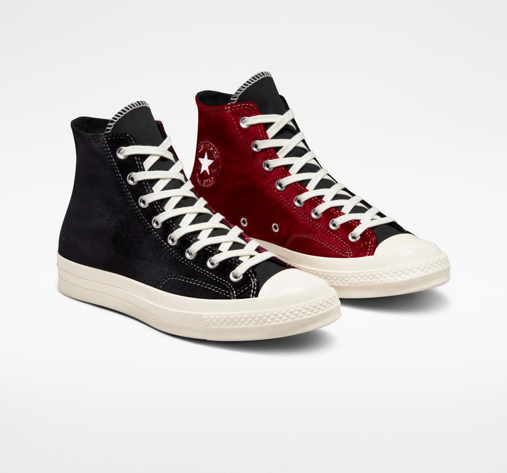 Dámské Vysoké Converse Chuck 70 Beyond Retro Velvet Unisex Černé Červené | 104795GCD