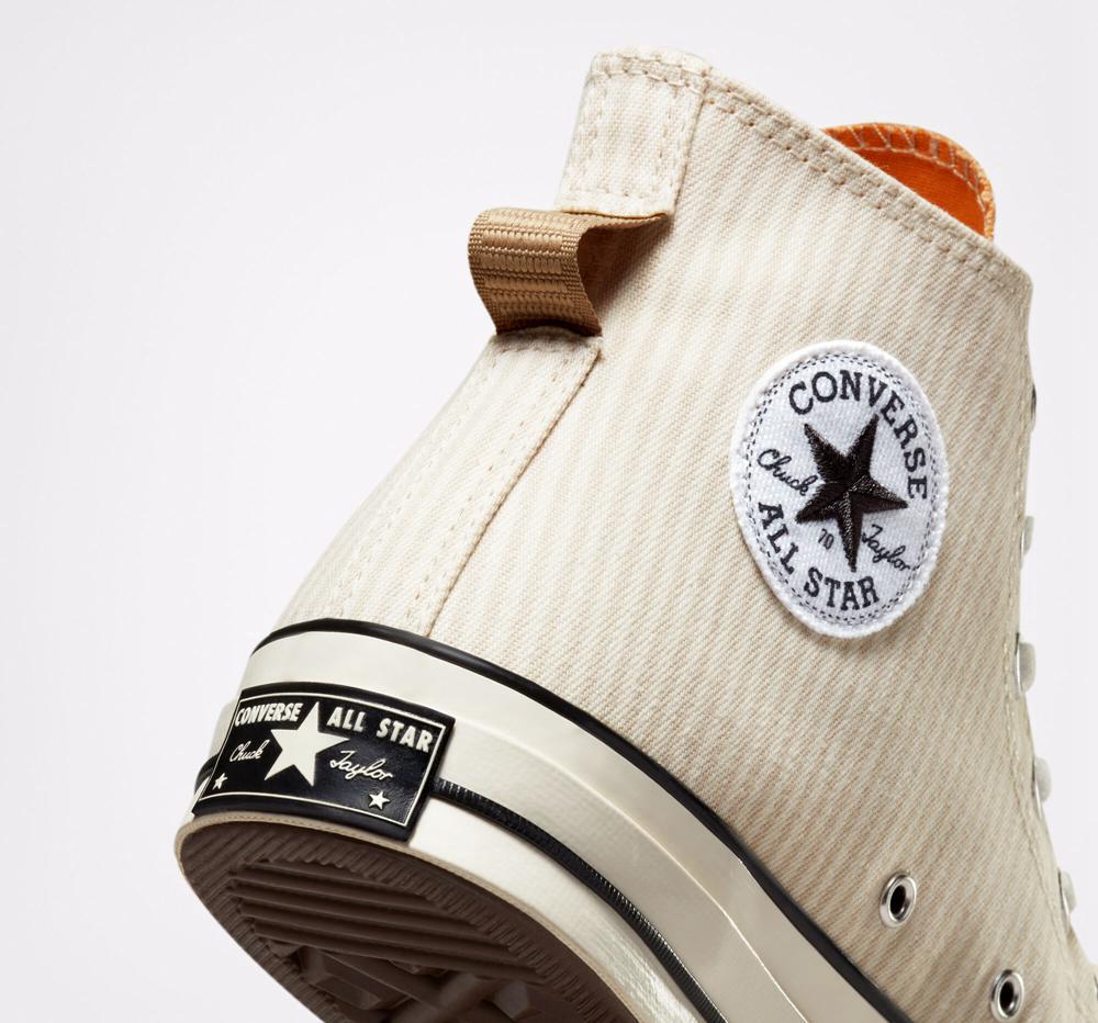 Dámské Vysoké Converse Chuck 70 Crafted Stripe Unisex Hnědožlutý | 480651RXW