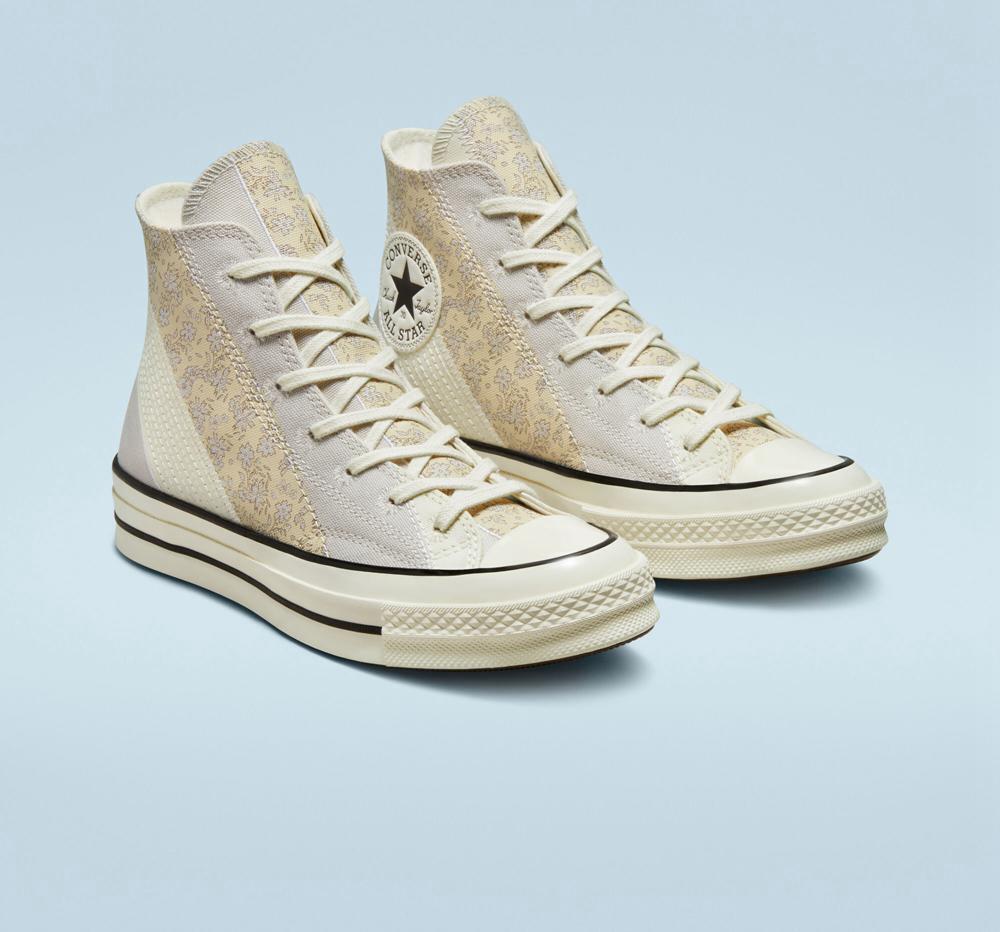 Dámské Vysoké Converse Chuck 70 Embroidered Floral Hnědožlutý Černé | 387624UDN