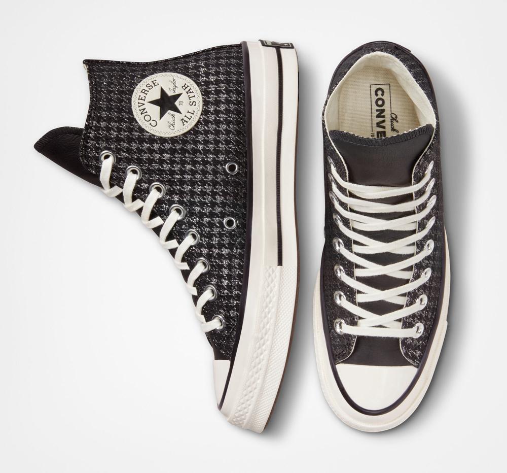 Dámské Vysoké Converse Chuck 70 Houndstooth Shine Černé Stříbrné | 617980OCD