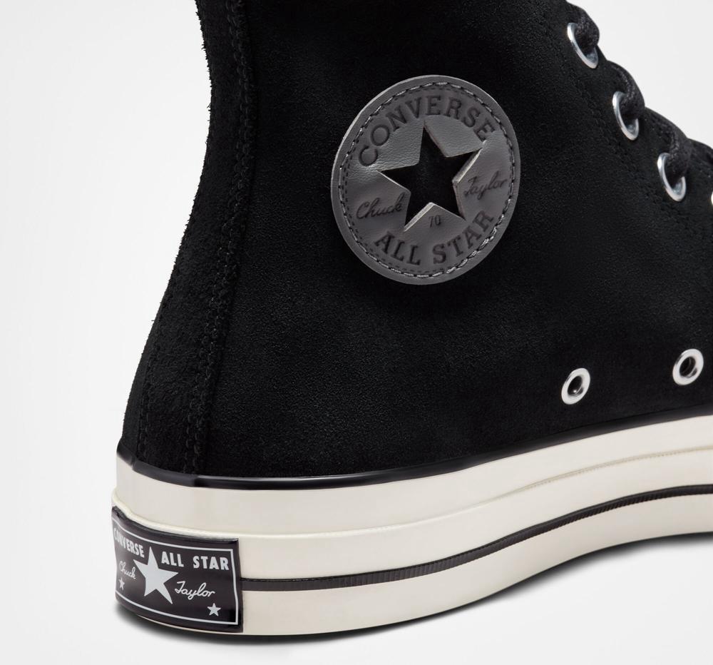 Dámské Vysoké Converse Chuck 70 Semišové Unisex Černé Černé | 703912TJF