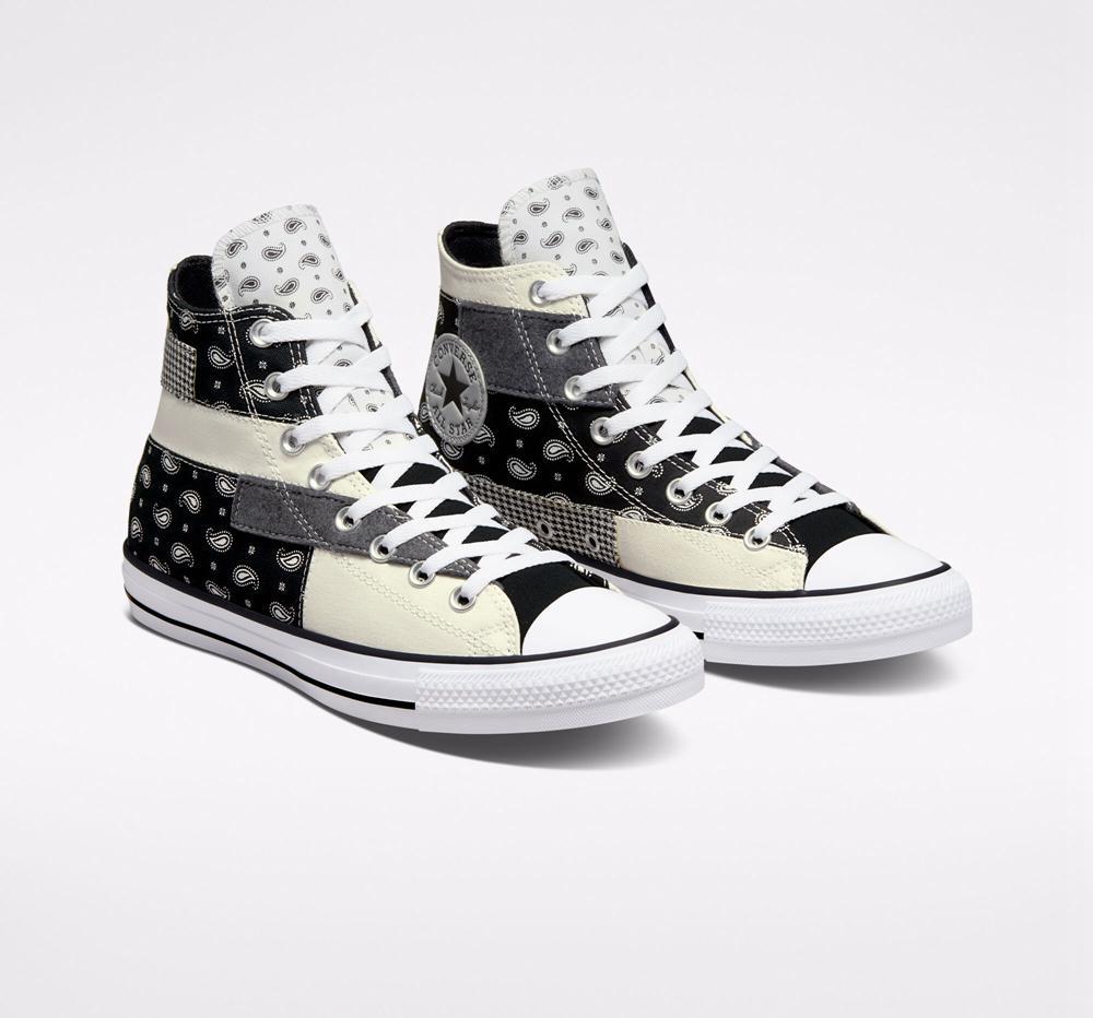 Dámské Vysoké Converse Chuck Taylor All Star Hacked Patterns Unisex Bílé Černé Bílé | 029156ITH