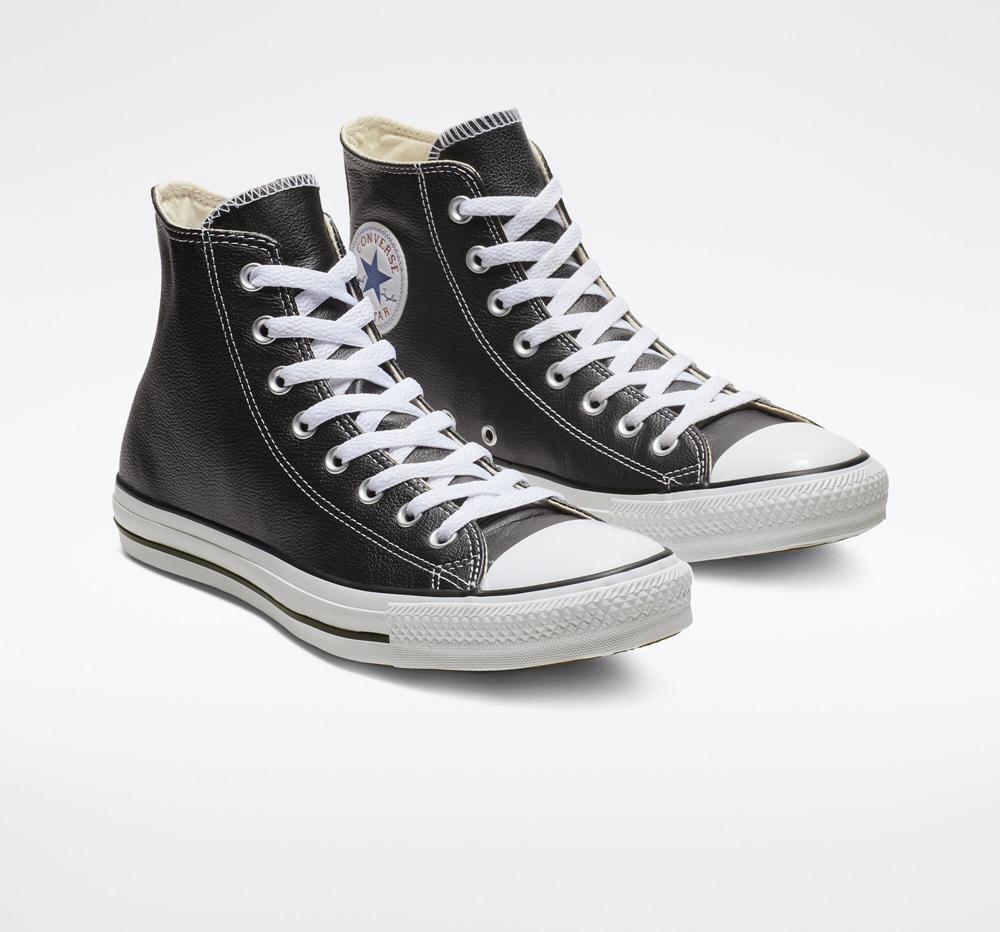 Dámské Vysoké Converse Chuck Taylor All Star Læder Unisex Černé | 092358LEM