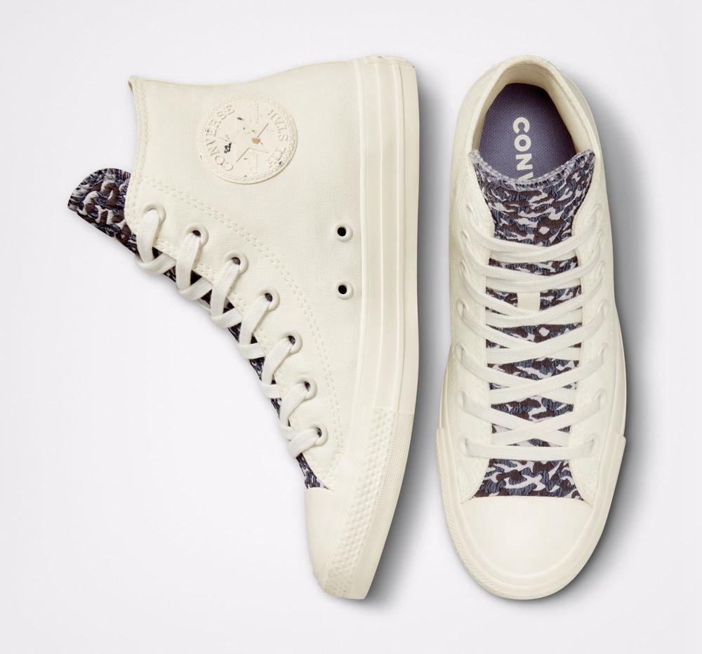 Dámské Vysoké Converse Chuck Taylor All Star Jacquard Camo Bílé Stříbrné | 127086ZXL