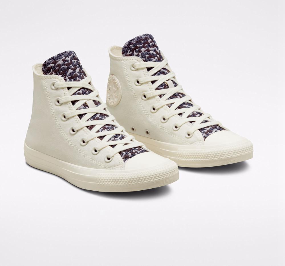 Dámské Vysoké Converse Chuck Taylor All Star Jacquard Camo Bílé Stříbrné | 127086ZXL