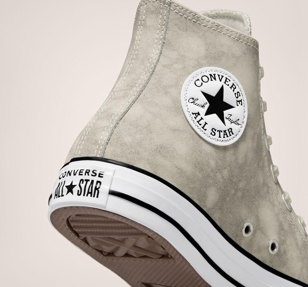 Dámské Vysoké Converse Chuck Taylor All Star Distressed Læder Unisex Šedé Světle | 135267DWJ