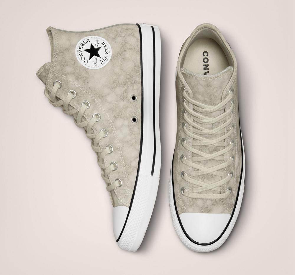 Dámské Vysoké Converse Chuck Taylor All Star Distressed Læder Unisex Šedé Světle | 135267DWJ