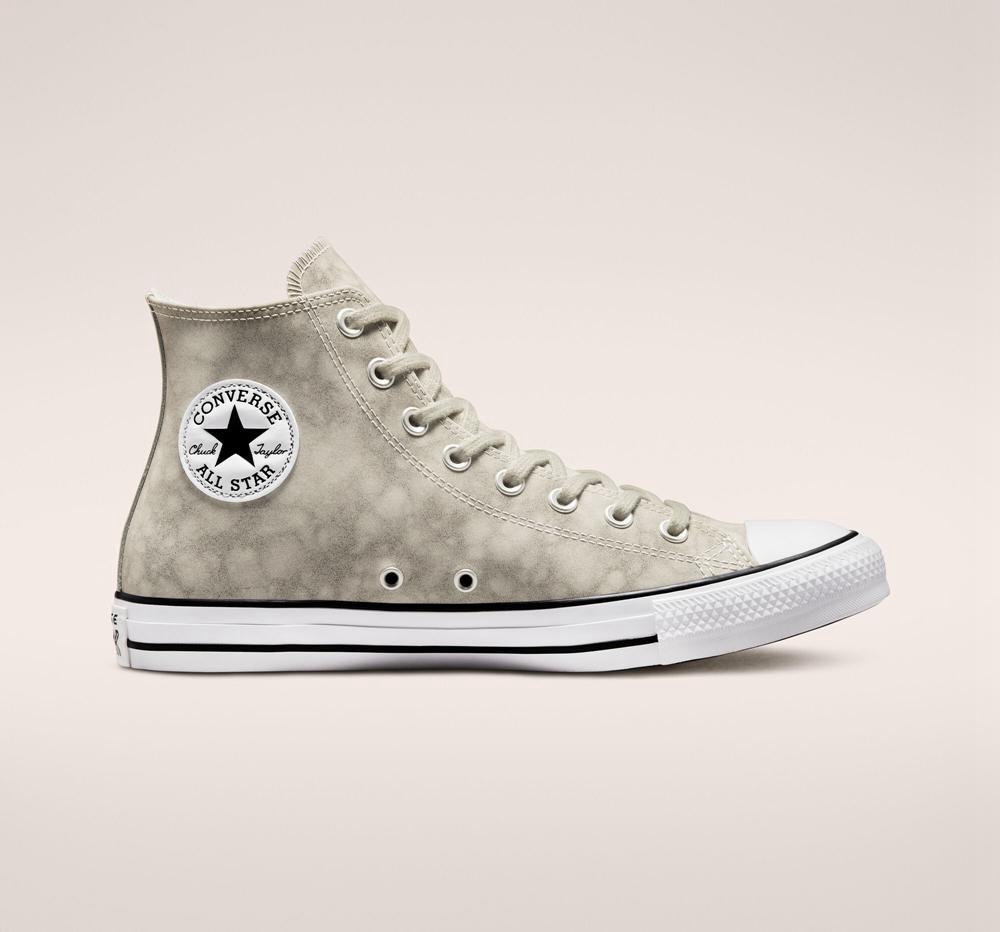 Dámské Vysoké Converse Chuck Taylor All Star Distressed Læder Unisex Šedé Světle | 135267DWJ