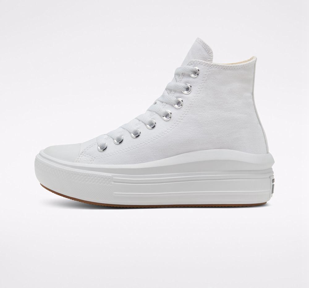 Dámské Vysoké Converse Chuck Taylor All Star Move Platformy Bílé Černé | 279841UQP