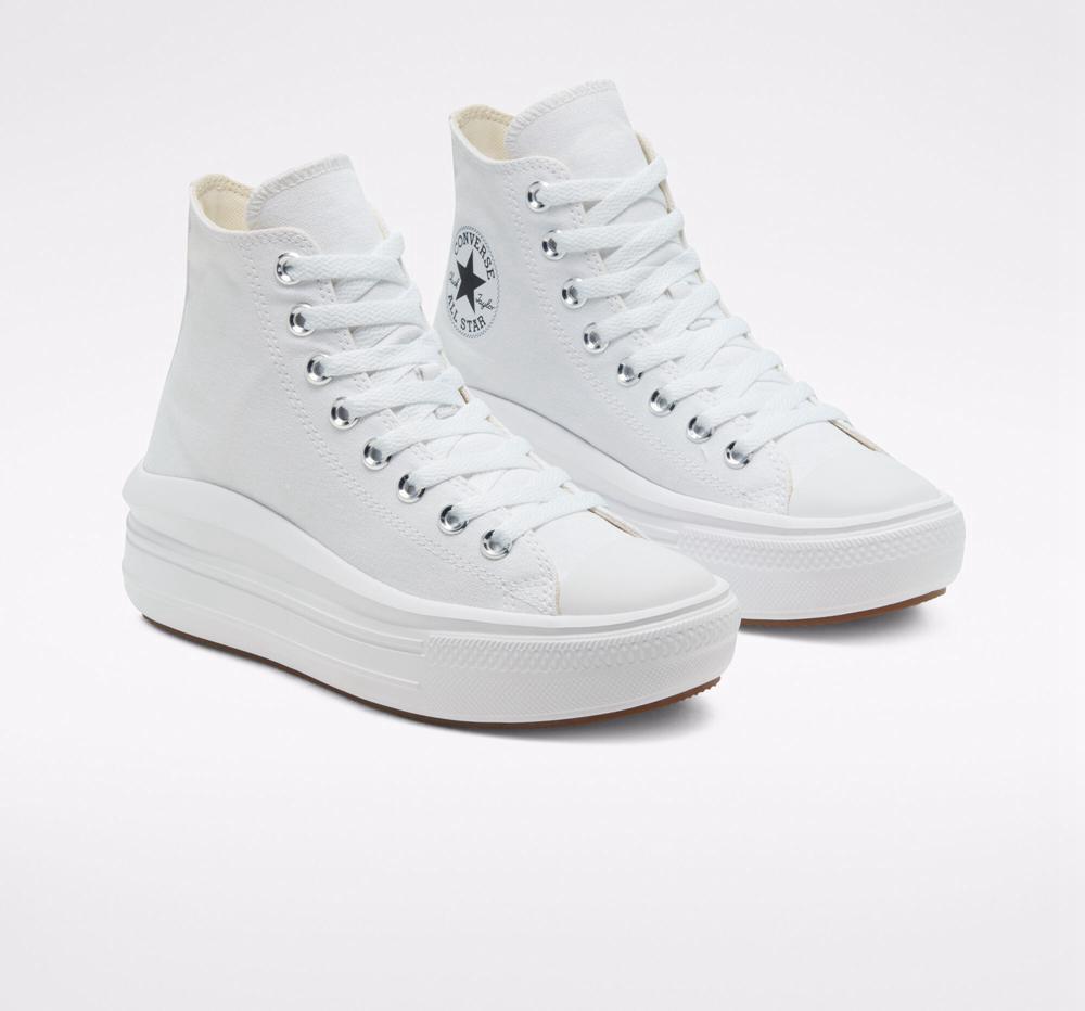 Dámské Vysoké Converse Chuck Taylor All Star Move Platformy Bílé Černé | 279841UQP