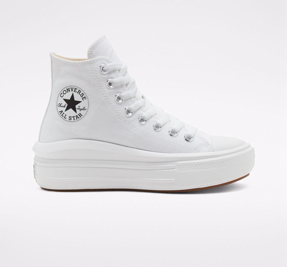 Dámské Vysoké Converse Chuck Taylor All Star Move Platformy Bílé Černé | 279841UQP