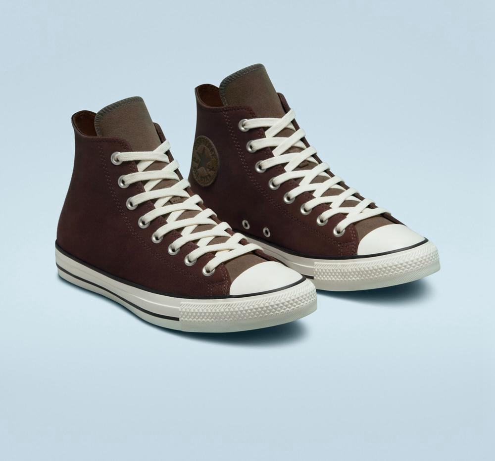 Dámské Vysoké Converse Chuck Taylor All Star Earthy Semišové Unisex Hnědé Tmavě | 296317REU