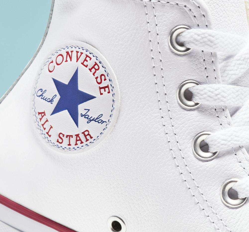 Dámské Vysoké Converse Chuck Taylor All Star Læder Unisex Bílé | 456819WRP