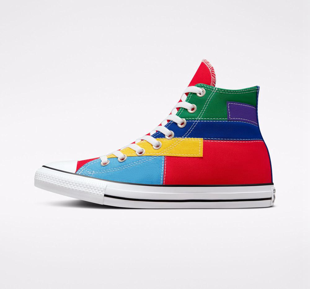 Dámské Vysoké Converse Chuck Taylor All Star Patchwork Unisex Červené Blankyt | 461780FDS