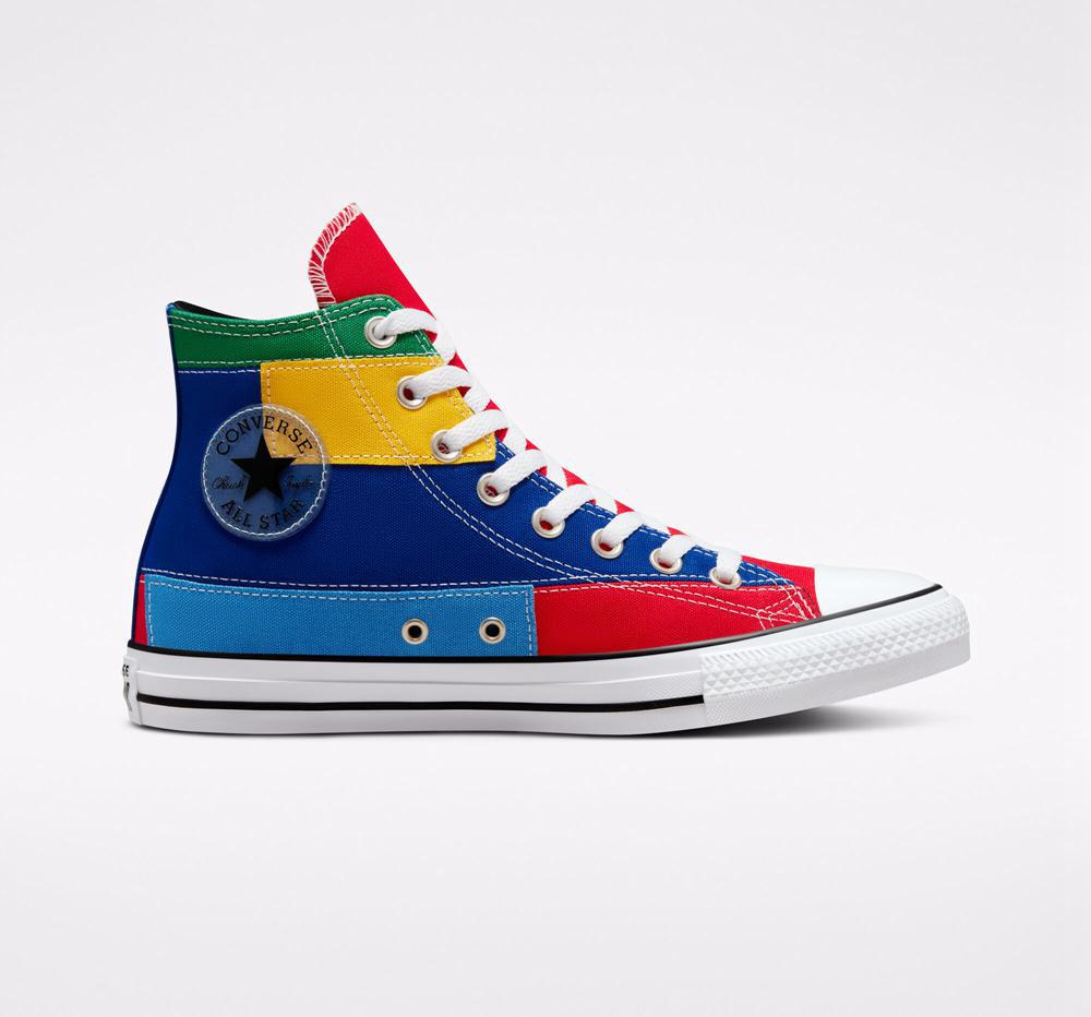 Dámské Vysoké Converse Chuck Taylor All Star Patchwork Unisex Červené Blankyt | 461780FDS