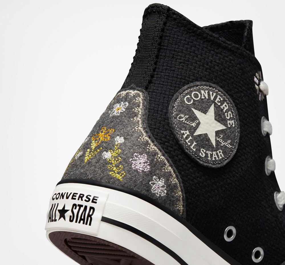 Dámské Vysoké Converse Chuck Taylor All Star Autumn Embroidery Černé Růžové | 472168PAF