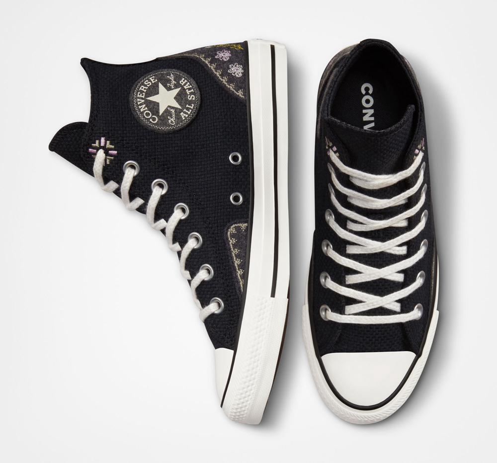 Dámské Vysoké Converse Chuck Taylor All Star Autumn Embroidery Černé Růžové | 472168PAF