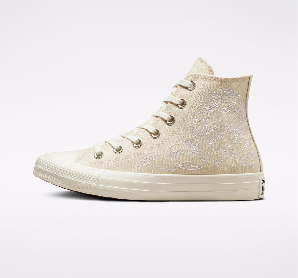 Dámské Vysoké Converse Chuck Taylor All Star Embroidered Floral Bílé | 476358FGW