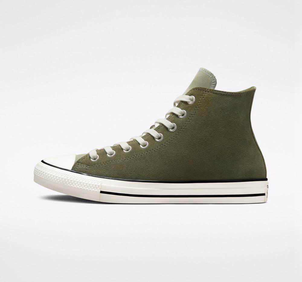 Dámské Vysoké Converse Chuck Taylor All Star Earthy Semišové Unisex Zelene Světle | 481350RKX