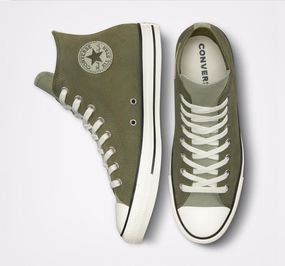 Dámské Vysoké Converse Chuck Taylor All Star Earthy Semišové Unisex Zelene Světle | 481350RKX