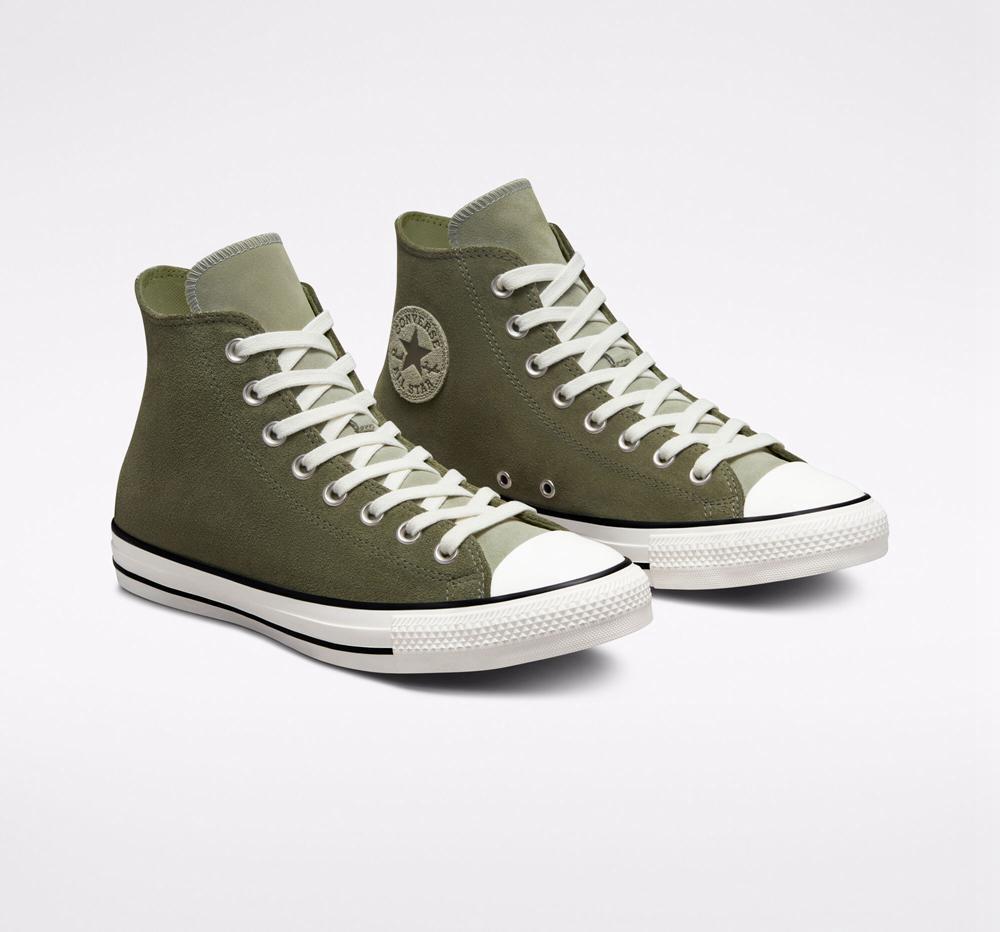 Dámské Vysoké Converse Chuck Taylor All Star Earthy Semišové Unisex Zelene Světle | 481350RKX