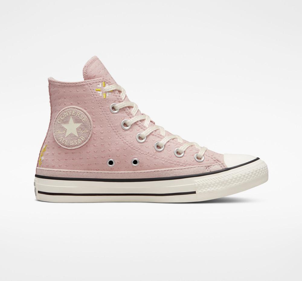 Dámské Vysoké Converse Chuck Taylor All Star Autumn Embroidery Růžové Citrón | 521746EMT