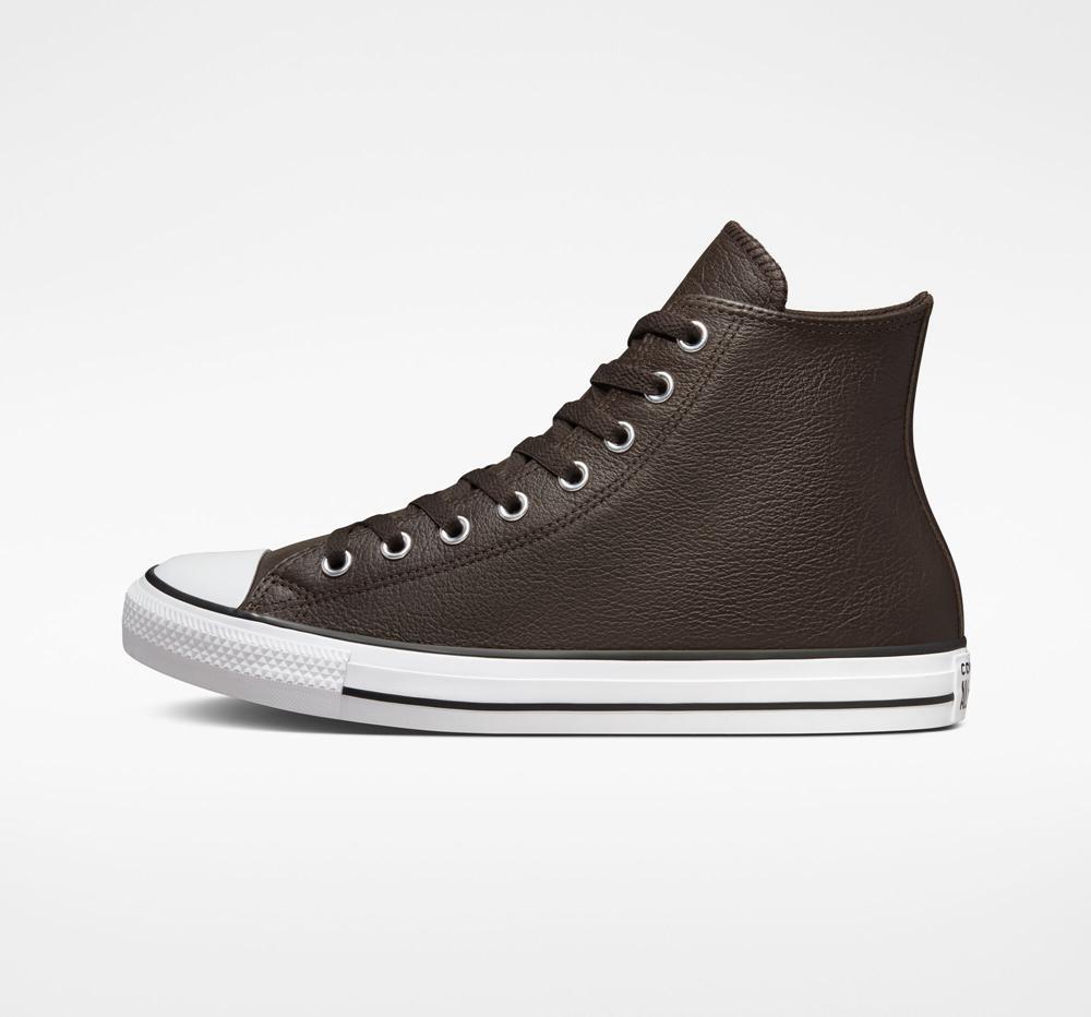 Dámské Vysoké Converse Chuck Taylor All Star Tumbled Læder Unisex Hnědé Bílé Černé | 524630NIC