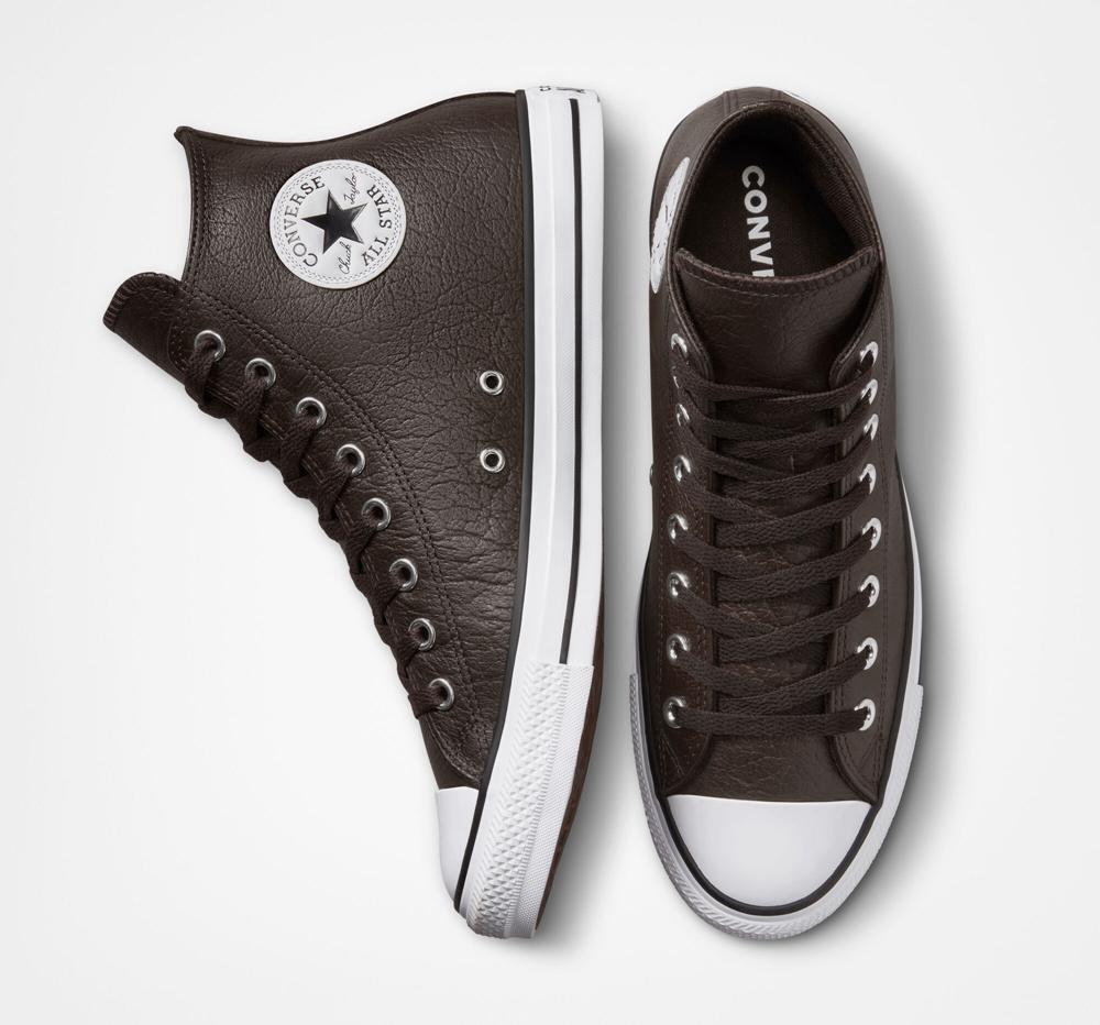 Dámské Vysoké Converse Chuck Taylor All Star Tumbled Læder Unisex Hnědé Bílé Černé | 524630NIC